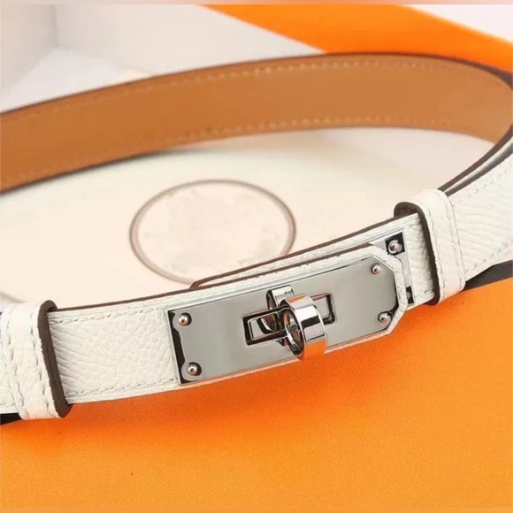 Accessories - NEW! Kelly 18 Belt White Leather / Silver Hardware
